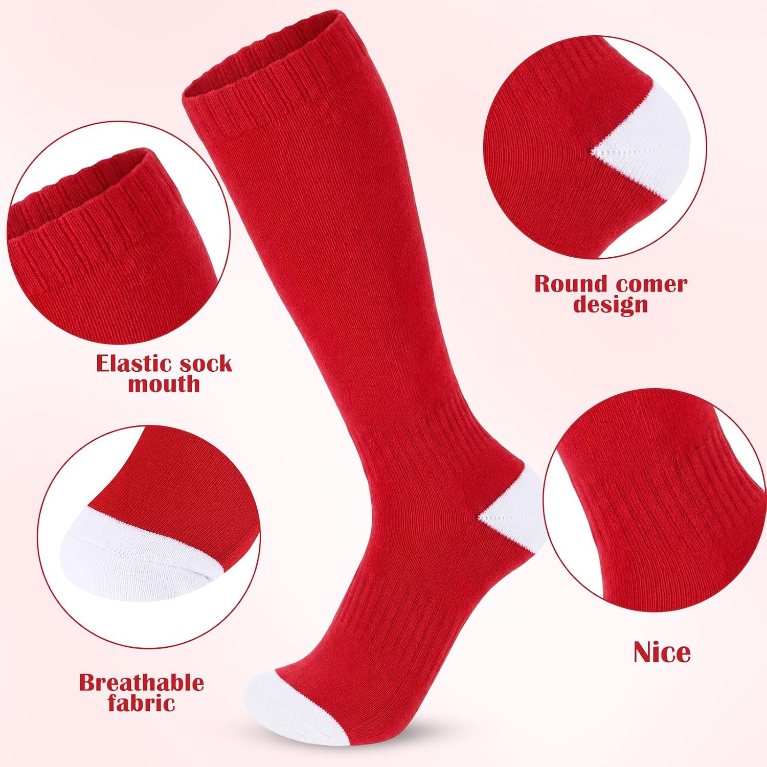 Haysandy 2 Pairs Baseball Softball Socks Athletic Soccer Football Sports Socks Over the Calf for Adult Men Women