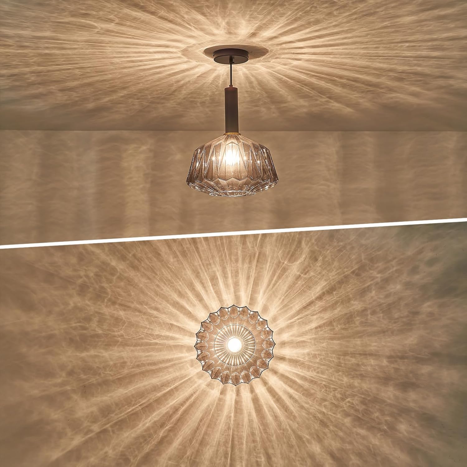 Condition photo showing New/Like New for falinnead pendant light fixture grey glass pendant lighting 11.81" modern hanging lights for kitchen island dining room bedroom 11.81" gray