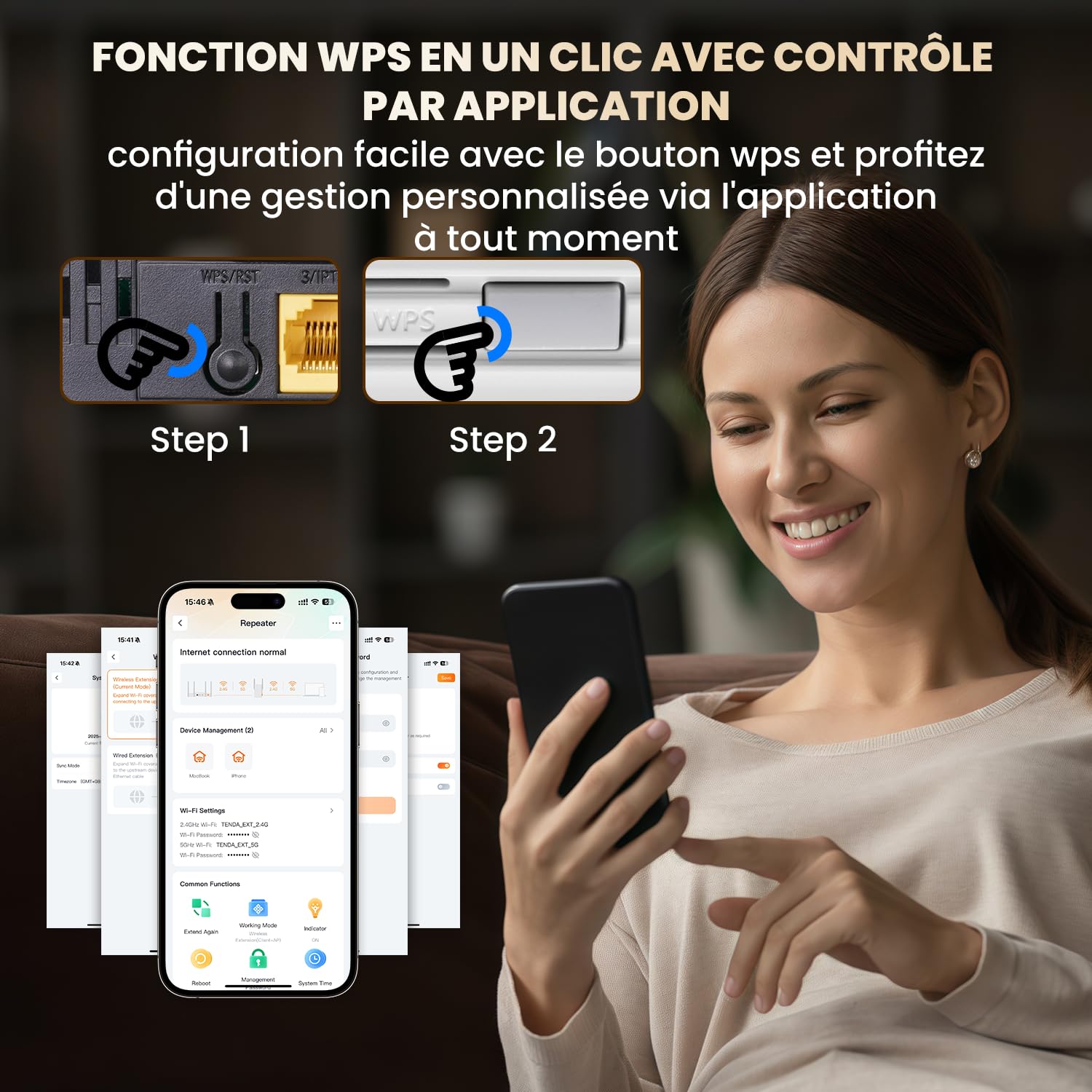 Tenda A23 Répéteur WiFi 6 AX1500, Extenseur WiFi Bi-Bande, Port Gigabit, Antennes 2 x 5dBi, LED de Signal Intelligent, Installation Facile, WPA3