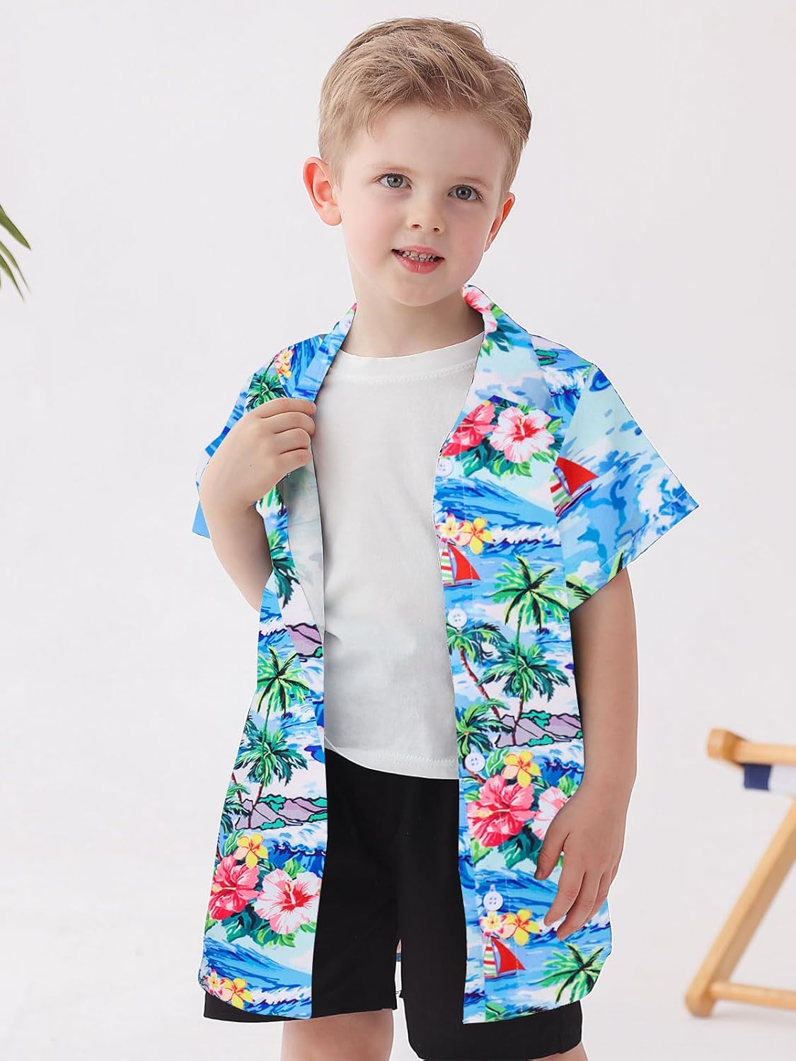 2-10T Boys Novelty Hawaiian Short Sleeve Button Down Dress Shirt - Image 4