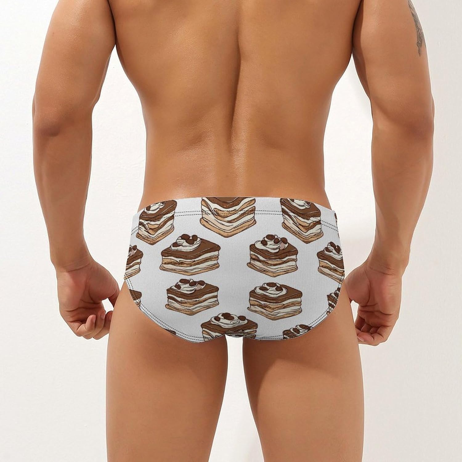 Tiramisu Desserts Cake Men's Swimwear Bikini Swimming Briefs Stretchy Swimsuits Board Surf Shorts Trunks