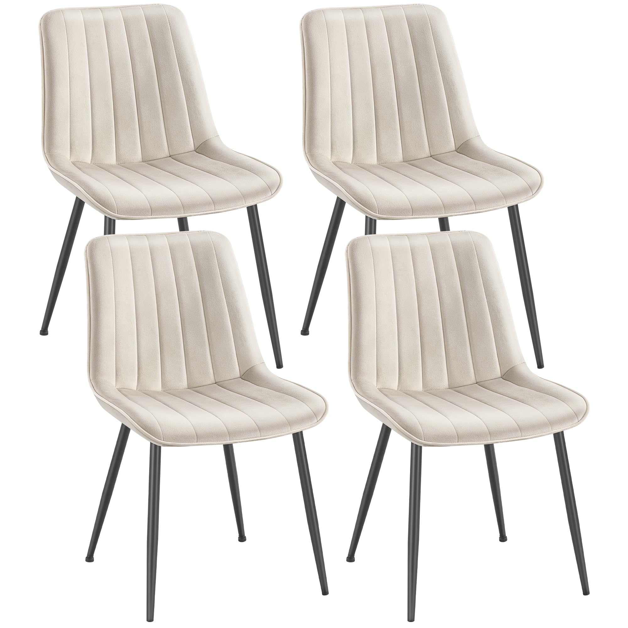 SONGMICS Esszimmerstuhl 4er Set, Küchenstuhl, Polsterstuhl, bis 120 kg belastbar, Stahlbeine, Gebogene Rückenlehne, für Esszimmer, Küche, cappuccinobeige-tintenschwarz LDC090LH01-2J