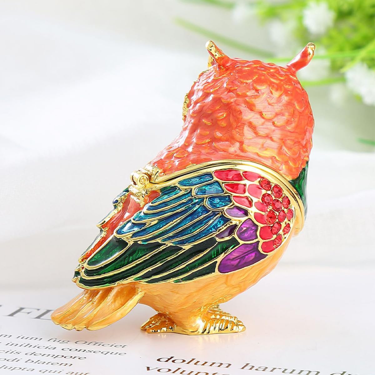 Zerodeko Boîte à Bijoux Organisatrice en Alliage, Forme Hibou Délicate et Chic, pour Bagues et Boucles D'oreilles, pour Femmes et Filles