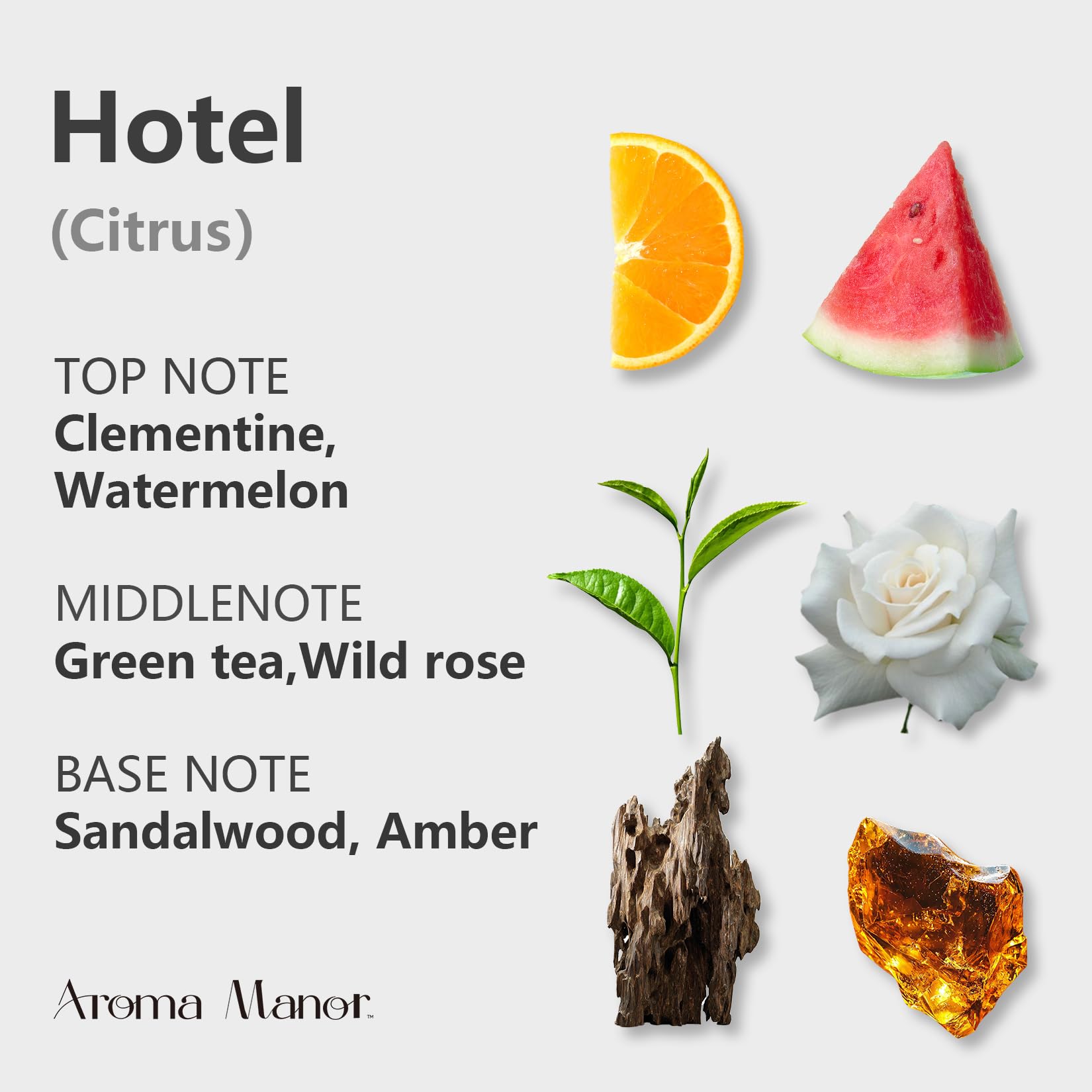 Hotelduft Ätherisches Öl - Hotel Ätherische Öl-Mischung - Luxuriöses, von Hotels inspiriertes Aromatherapie-Diffusoröl für Zuhause - Clementine, Grüner Tee, Sandelholz - für Diffusor, Luftbefeuchter,