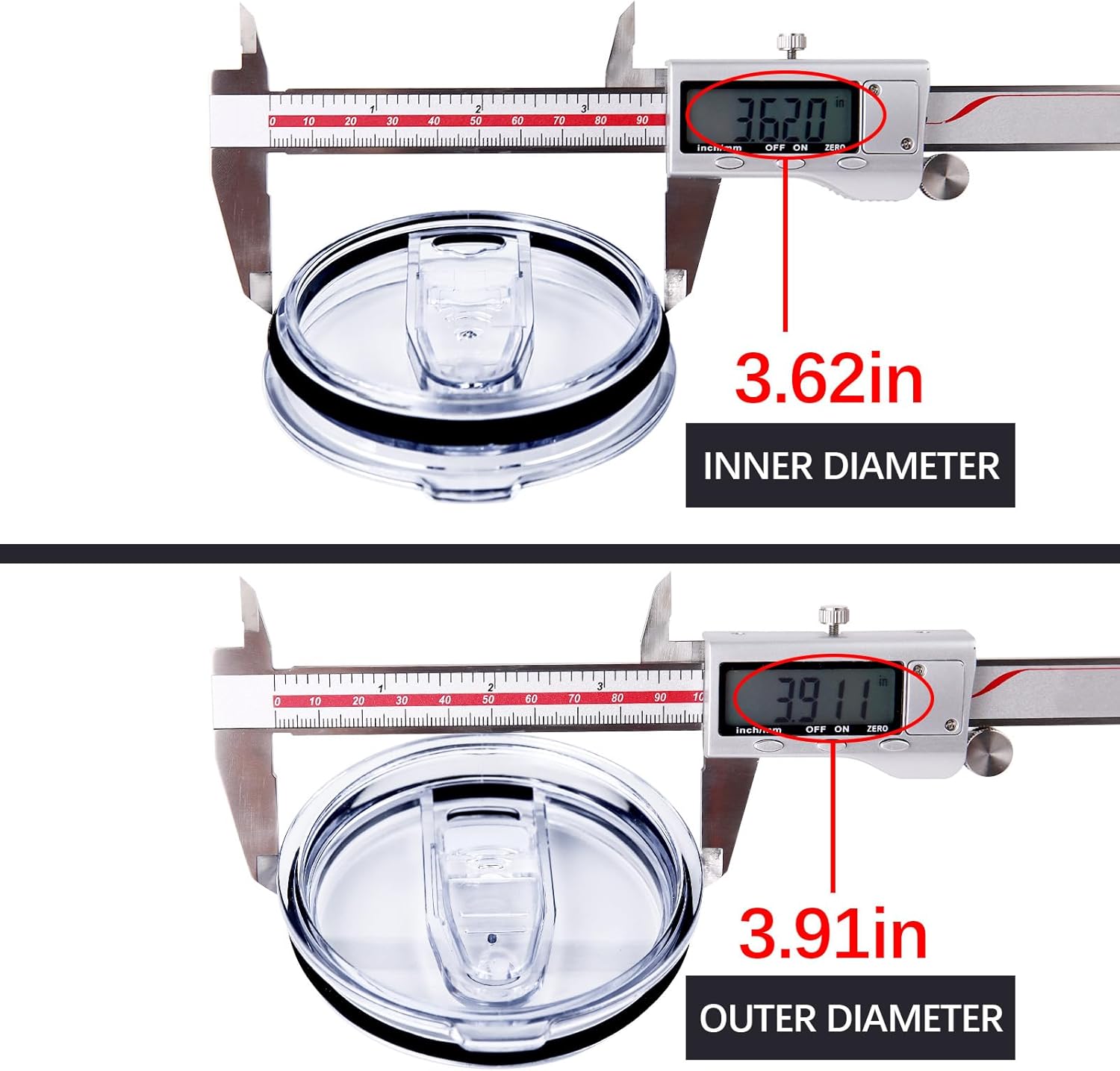 2 Pack 30 oz Tumbler Replacement Lids Plastic Splash Covers tops for 30 oz coffee cup lids Clear Cup Covers for Inner diameter 3.62 to 3.66 Inch Mouth Tumbler Cooler