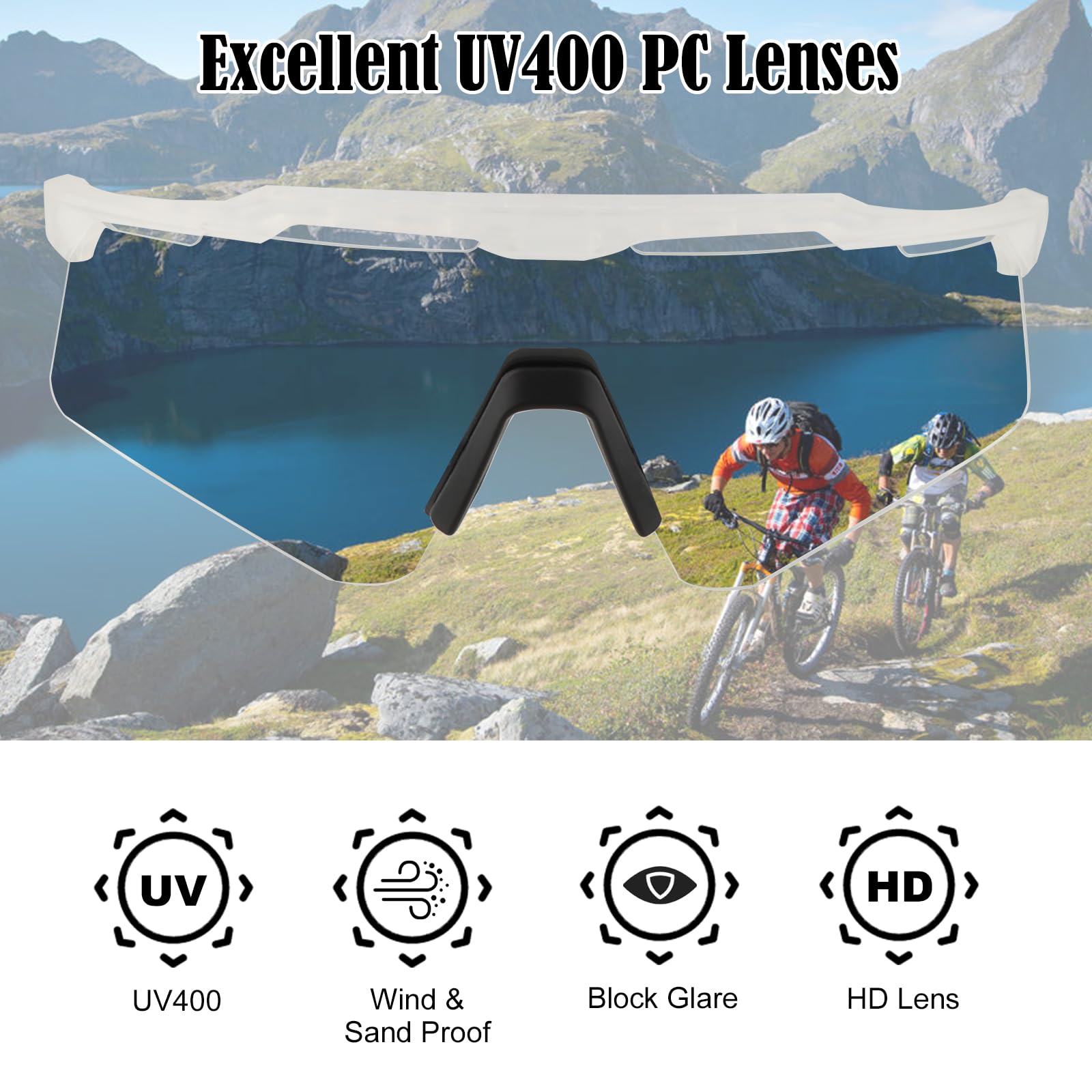 Polarisierte Sport-Sonnenbrille für Frauen Damen, UV400 Radfahren Brillen für Baseball Laufen Radfahren Brille 4 Gläser
