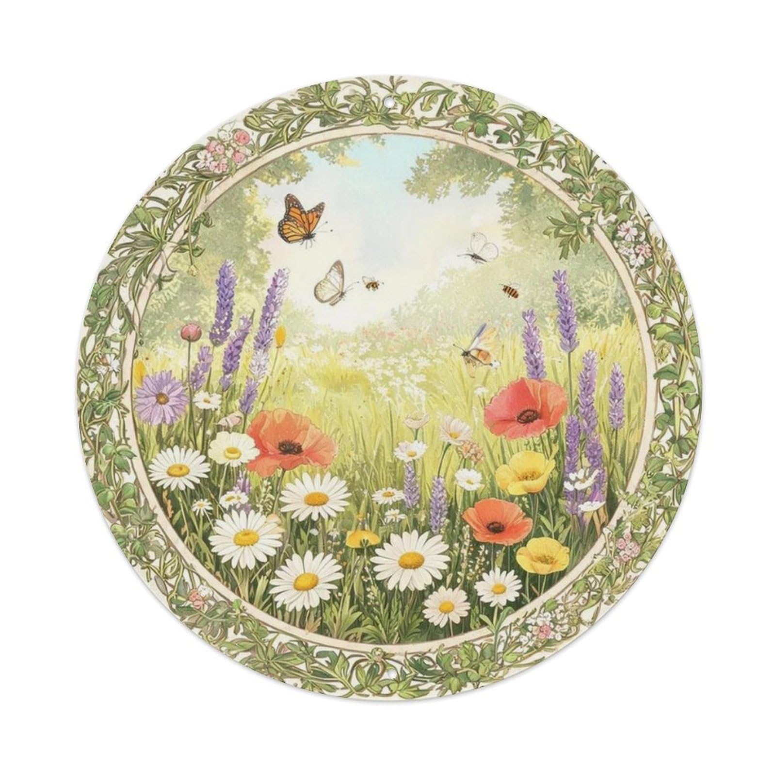 Vintage Wildflower Meadow Metal Tin Sign Plaque