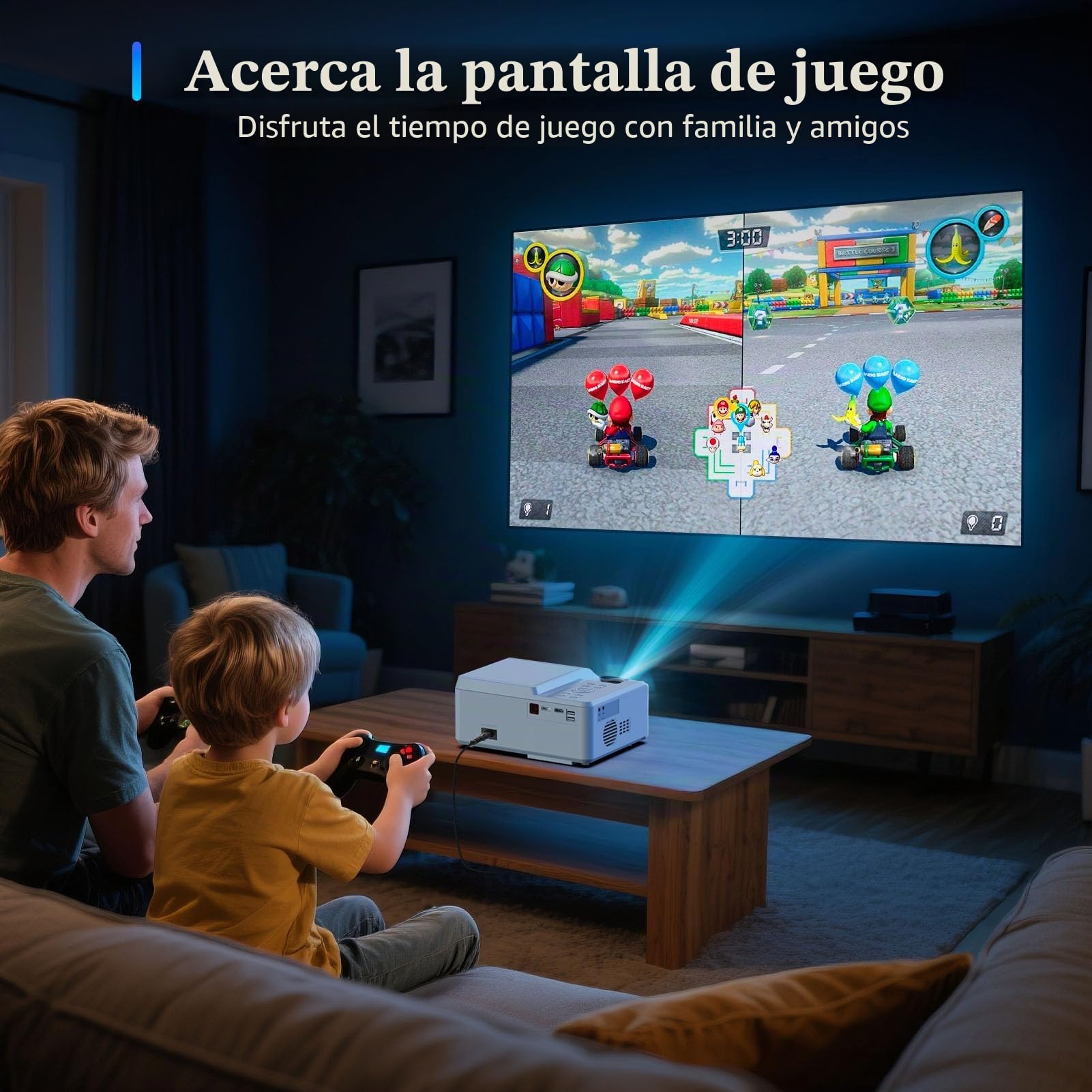 Proyector de DVD portátil con reproductor de DVD integrado, mini proyector de películas con altavoz integrado, compatible con PC/TV/HDMI/USB/AV, pantalla HD 1080P de 200 pulgadas para películas