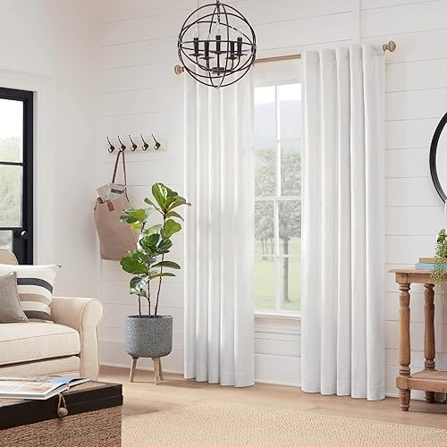 Miniatura 3 de MODE Farmhouse Collection - Juego de 2 barras de cortina, de acero de 1 18 pulgadas de diámetro, para montar en la pared, ajustables con remates de