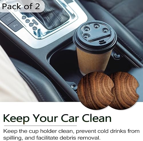 Miniatura 4 de Posavasos de coche de 3.5 pulgadas para portavasos, paquete de 2 posavasos de goma universales antideslizantes grandes para hombres, accesorios para