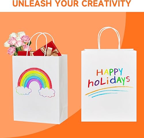 Miniatura 4 de METAPRINT Paquete de 100 bolsas pequeñas de papel de regalo de 5.8 x 3.2 x 8.25 pulgadas, bolsas de papel blanco con asas, bolsas de papel kraft