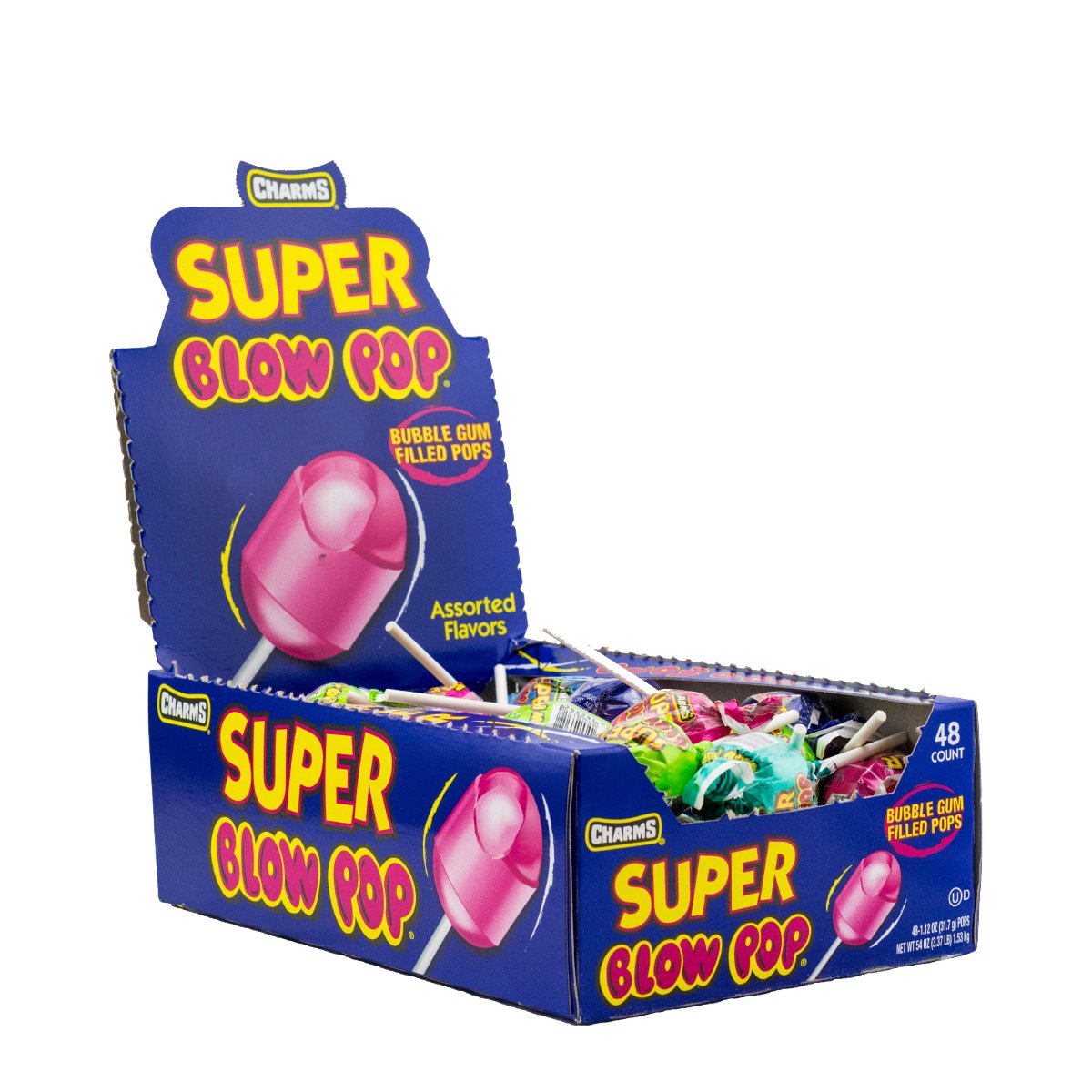 Charms Super Blow Pops 48 Lollipops/Box,Assorted Flavors