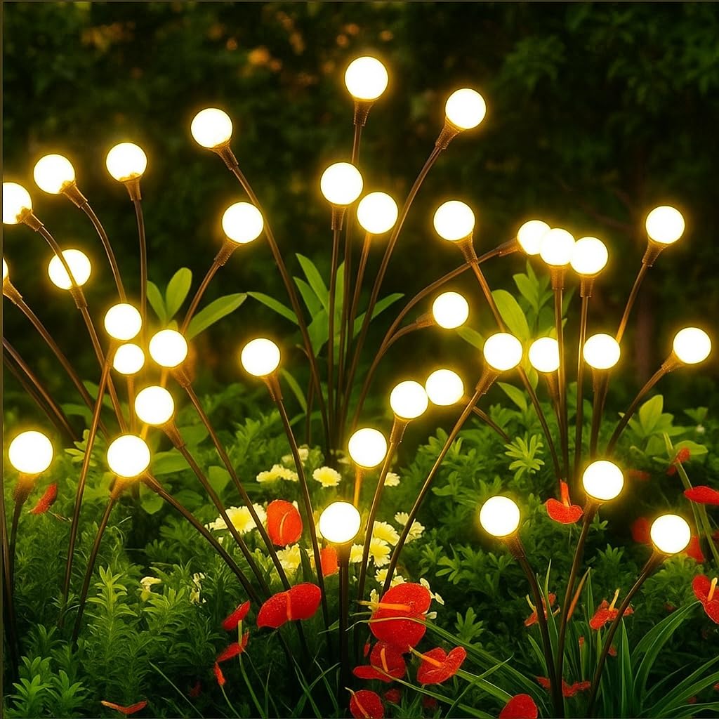 Casa De Amor Solar Garden Light 16 LEDs for Outdoor Decoration | Swaying Firefly Lights for Balcony, Patio, Terrace, Lawn, Pathway | Waterproof, Solar Powered, Warm White LED Lamps (2 Pack-16 LEDs)-image-7