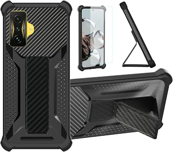 Aroepurt Case for Poco F4 Gt Phone Case Stand Cover [with Tempered Glass Screen Protector] Hybrid Case [Folding Support Magnetic] [Frosted Anti-Fingerprint] Black