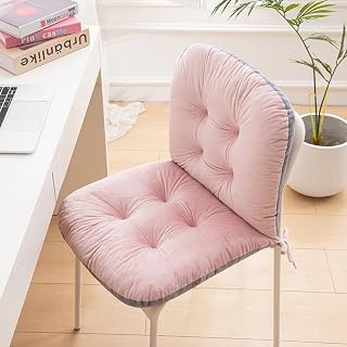 Mateju Cojines para Silla Cojín para Silla con Respaldo Alto, Sencillez Acolchado Cojín para Silla de Jardín con Correas Muebles Acolchado 2 en 1 para Oficina Interior Exterior (Rosa,45x85cm)