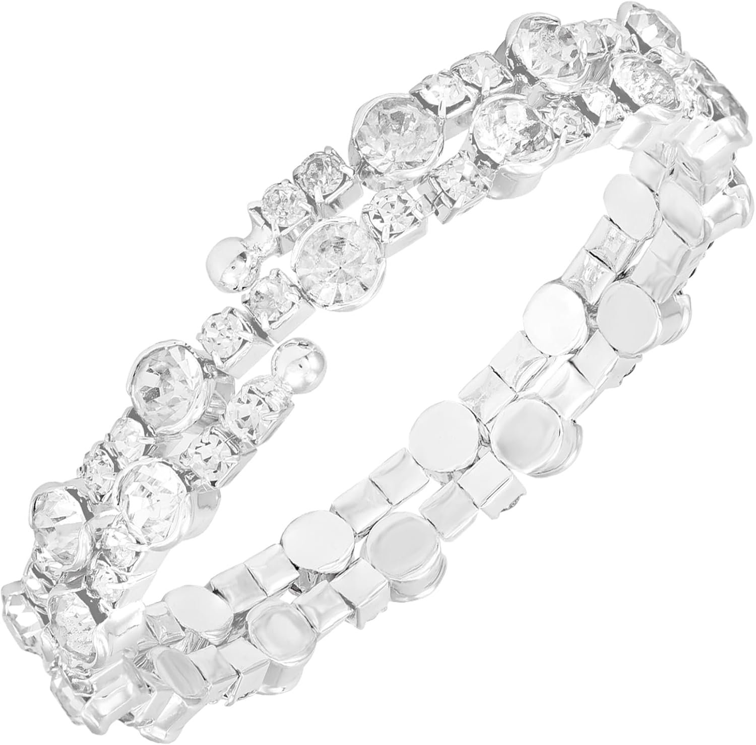 GUESS Silvertone Crystal Stone Coil Bracelet