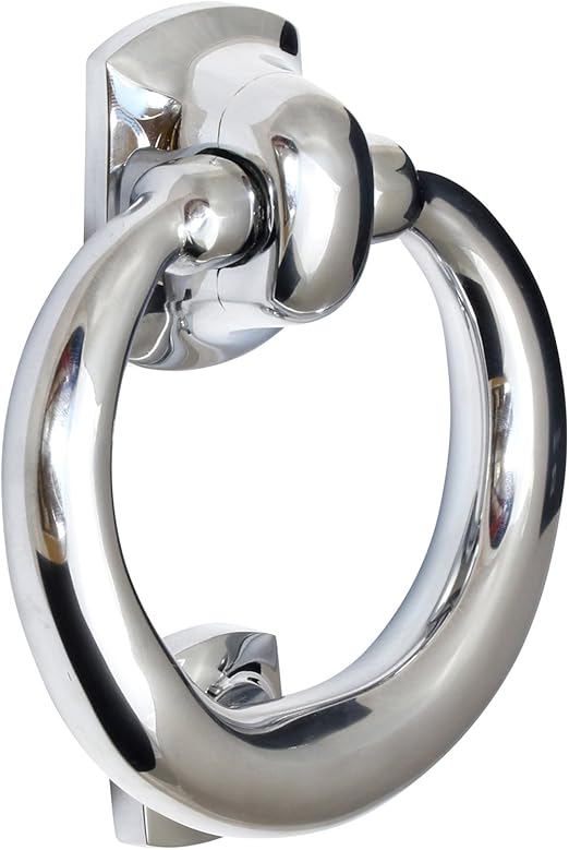 House of Brass Polished Chrome Ring Door Knocker Bolt Centres 85mm