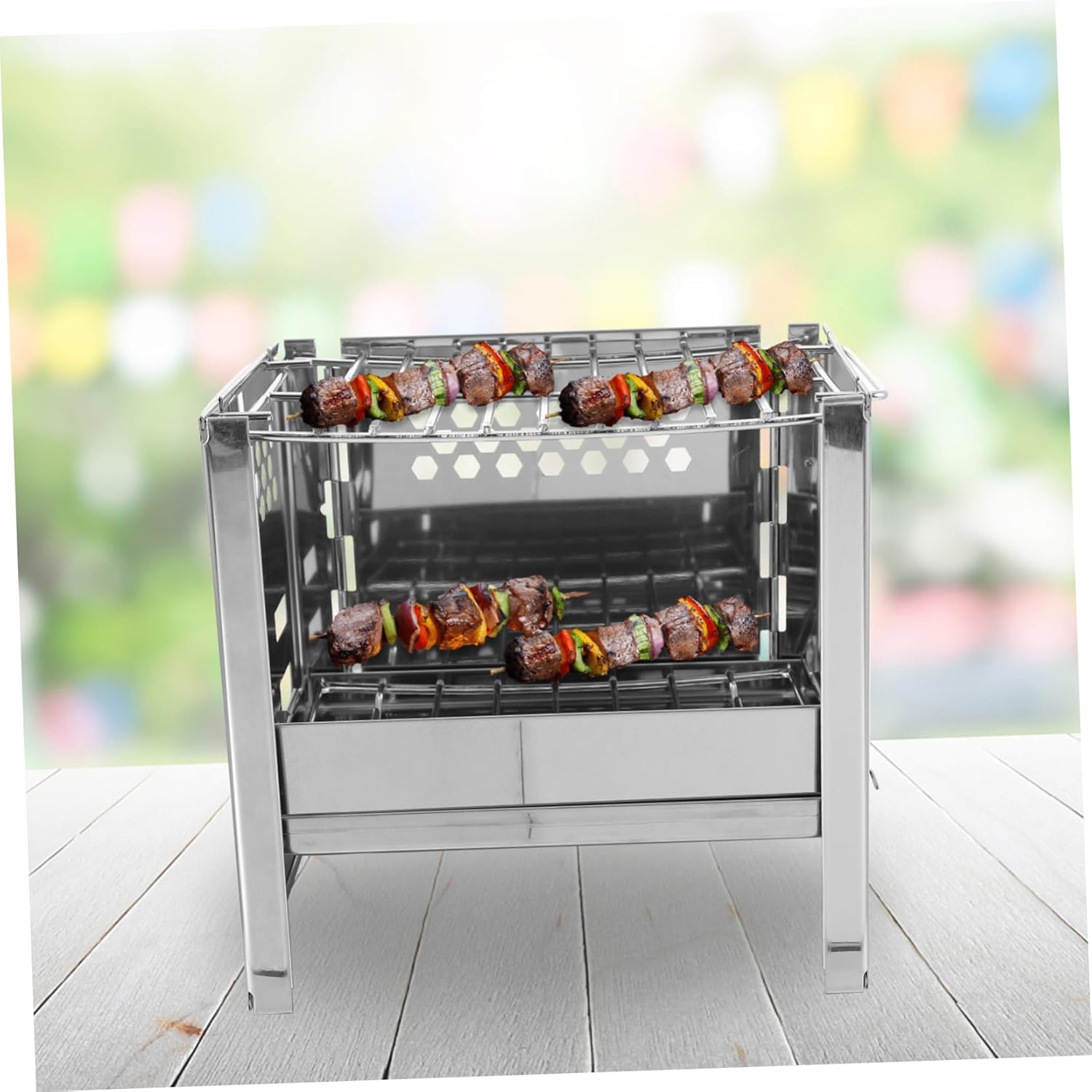 1set Portable Stainless Steel Barbecue Rack for Outdoor Grilling Compact for Camping Picnics and Backyard Gatherings Space-saving Design