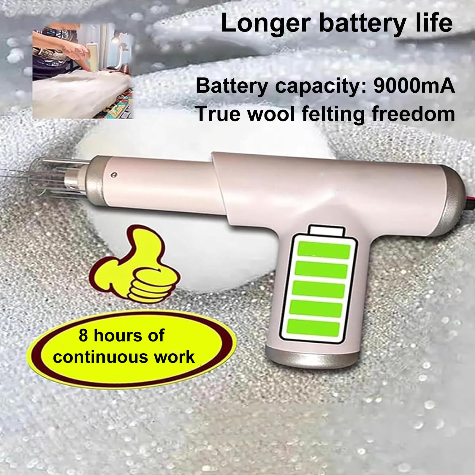 Punzonadora de fieltro portátil de mano, herramienta eléctrica de fieltro de lana con regulador de velocidad integrado, para pintura de lana