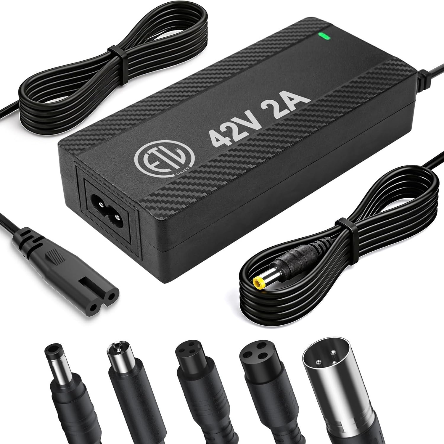 36V Lithium Battery Charger, ETL Certified 42V 2A Charger for Electric Scooter Hoverboard Ebike, Compatible with Gotrax,Jetson,Ninebot,Volpam,Segway, Sisigad,Hover 1 (for 36V Lithium Batteries only)
