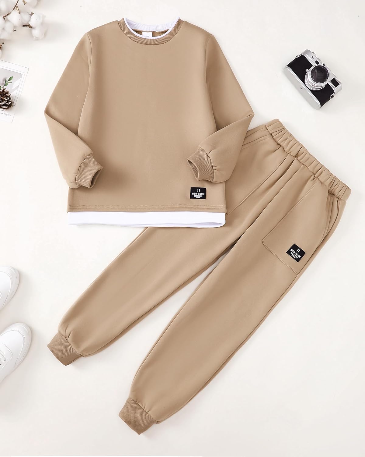 Boy Clothes Kids Boys Fall Winter Outfits Long Sleeve Fleece Hooded Tracksuit Sweatshirt Tops Jogging Sweatpants - Image 4