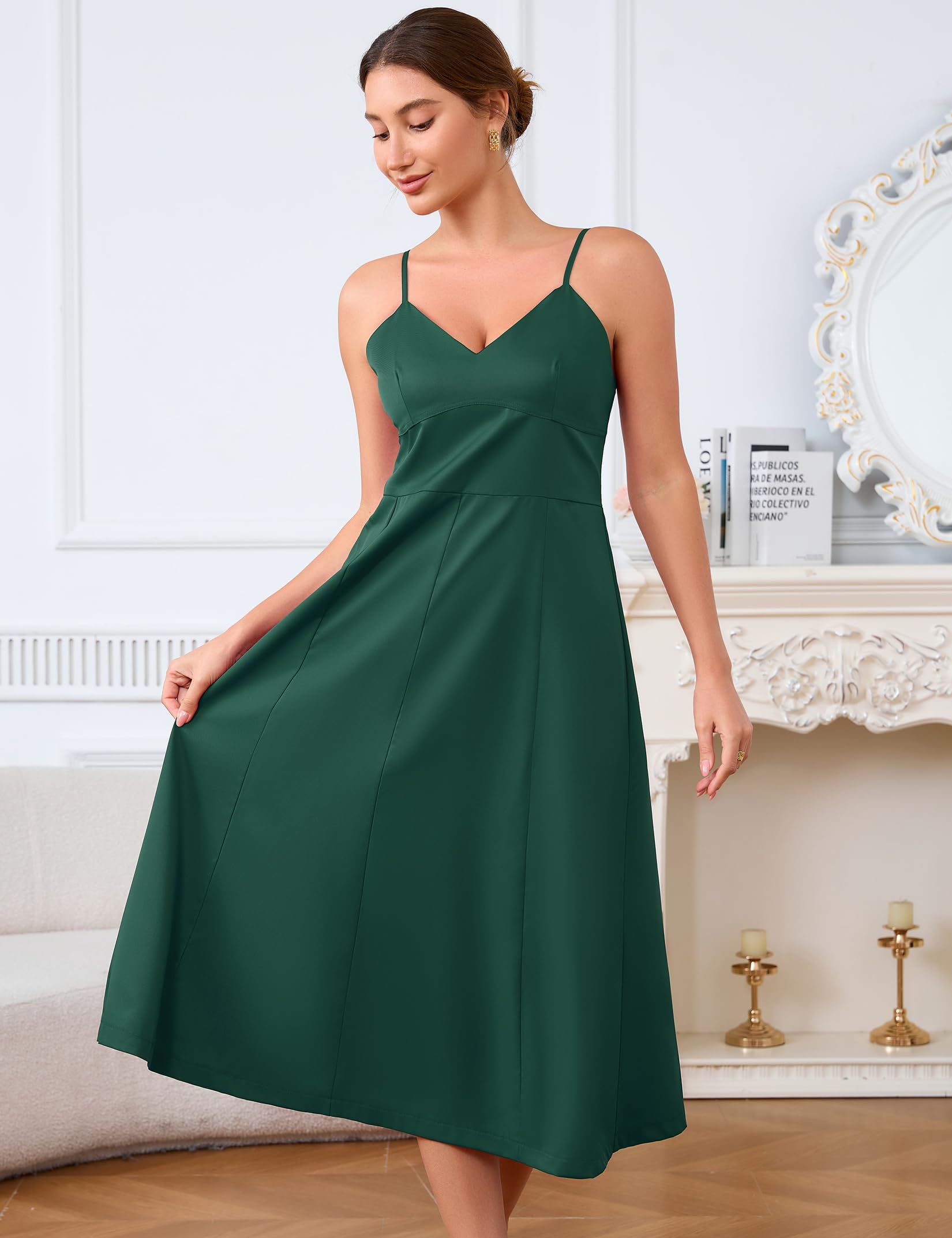 Partykleid v-Ausschnitt Träger Cocktailkleid Für Damen - Festliches Midikleid Für Hochzeiten, Partys Und Besondere Anlässe
