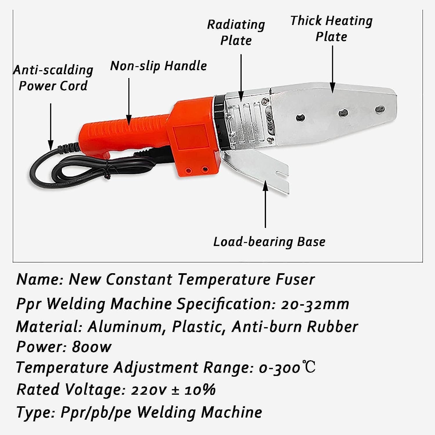 Constant Temperature Fuser,Ppr Welding Machine, 20-32mm Hydropower Engineering Plastic Welding Machine, Anti-scalding Power Cord, Fast Heating