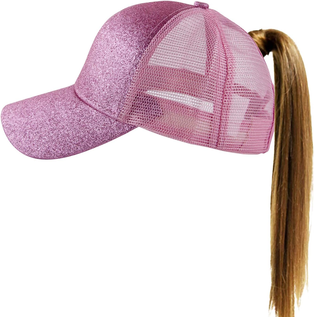 MuryobaoWomen's Ponytail Baseball Cap Messy High Bun Adjustable Plain Trucker Dad Hat