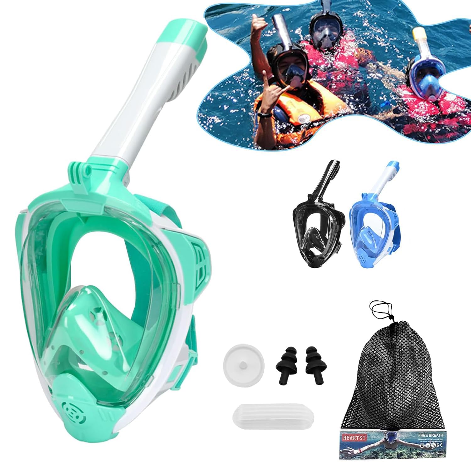 Maschera Apnea Wsobue Maschera Subacquea, Maschera Da Snorkeling Per Adulti,Visuale Panoramica 180° Design Pieno Facciale E Compatibile Con Videocamere Sportive Maschera Per Immersioni (Nero S/M Boccaglio Snorkeling