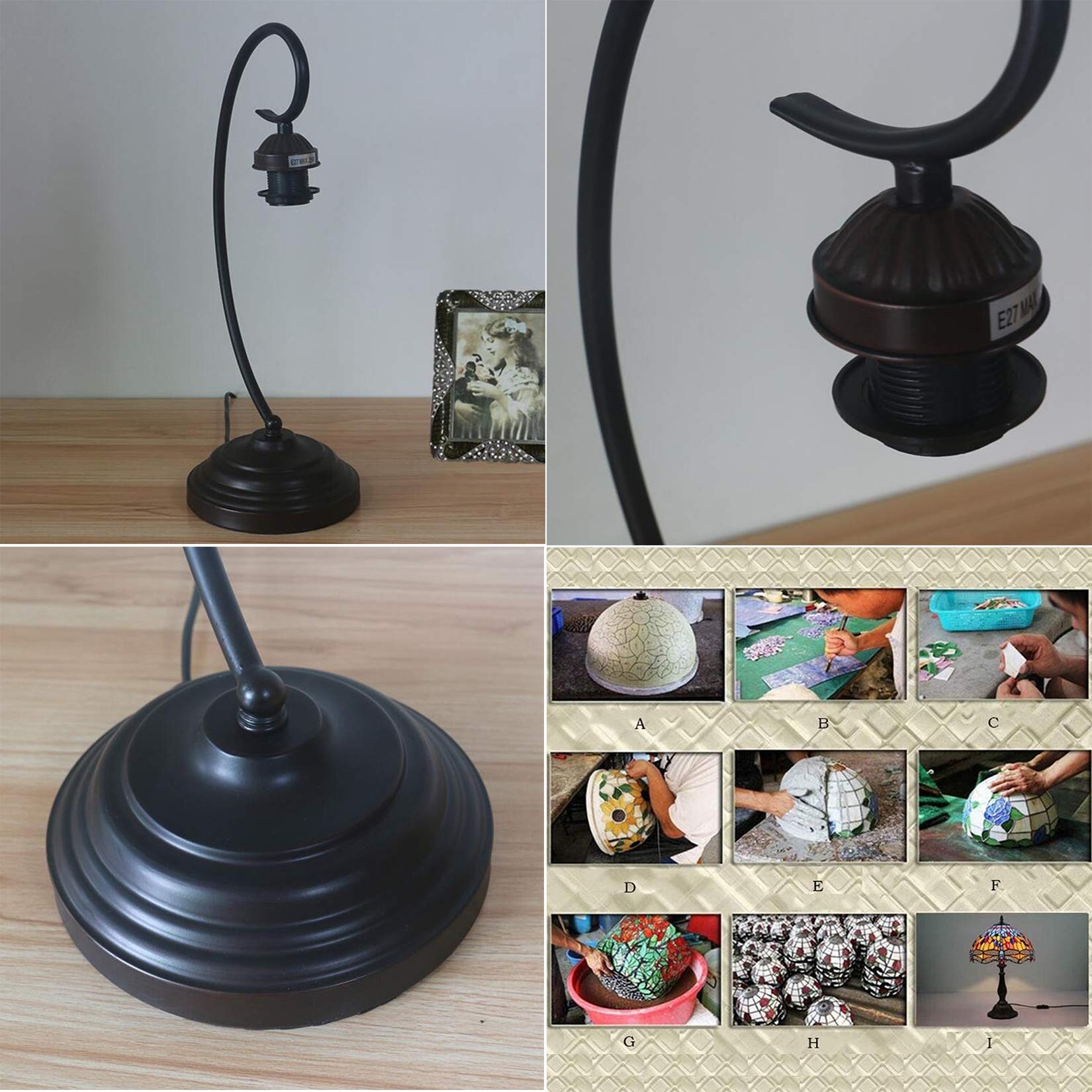 Tulip Pile Lamp in The Tiffany Style Handmade 20 3 Cm Wide Colored Glass Lampshade Retro with Iron — view 3