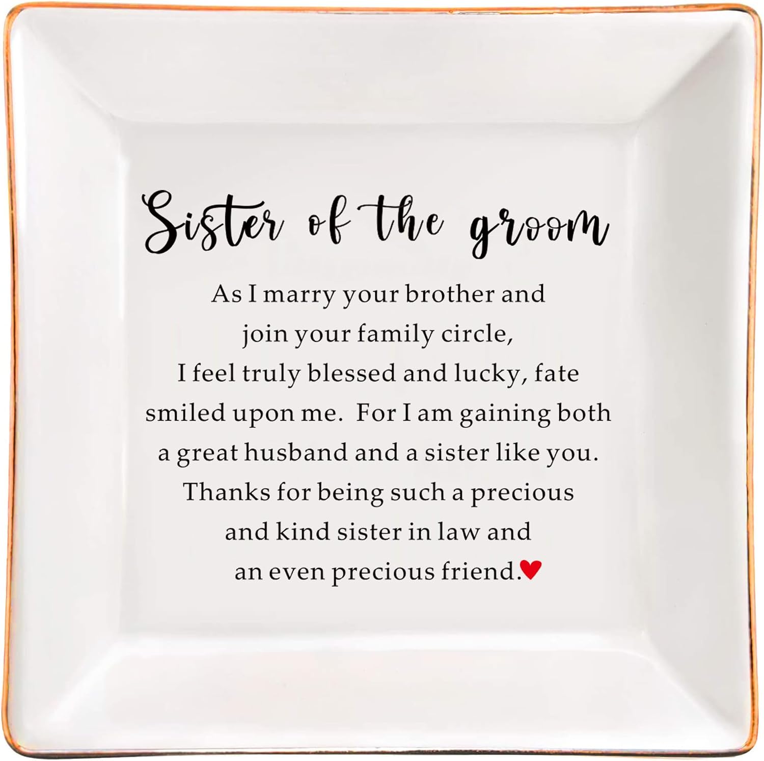 Sister of The Groom Ceramic Jewelry Dish - Wedding Gift from Groom to Sister
