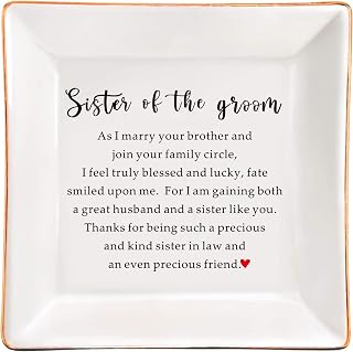 Sister of The Groom Ceramic Jewelry Dish - Wedding Gift from Groom to Sister