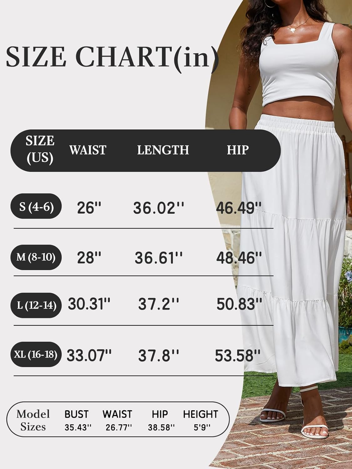 Long Skirts for Women 2026 Summer Boho Beach Vacation Clothes Pleated High Waisted Flowy Maxi Skirt with Pockets - Image 5