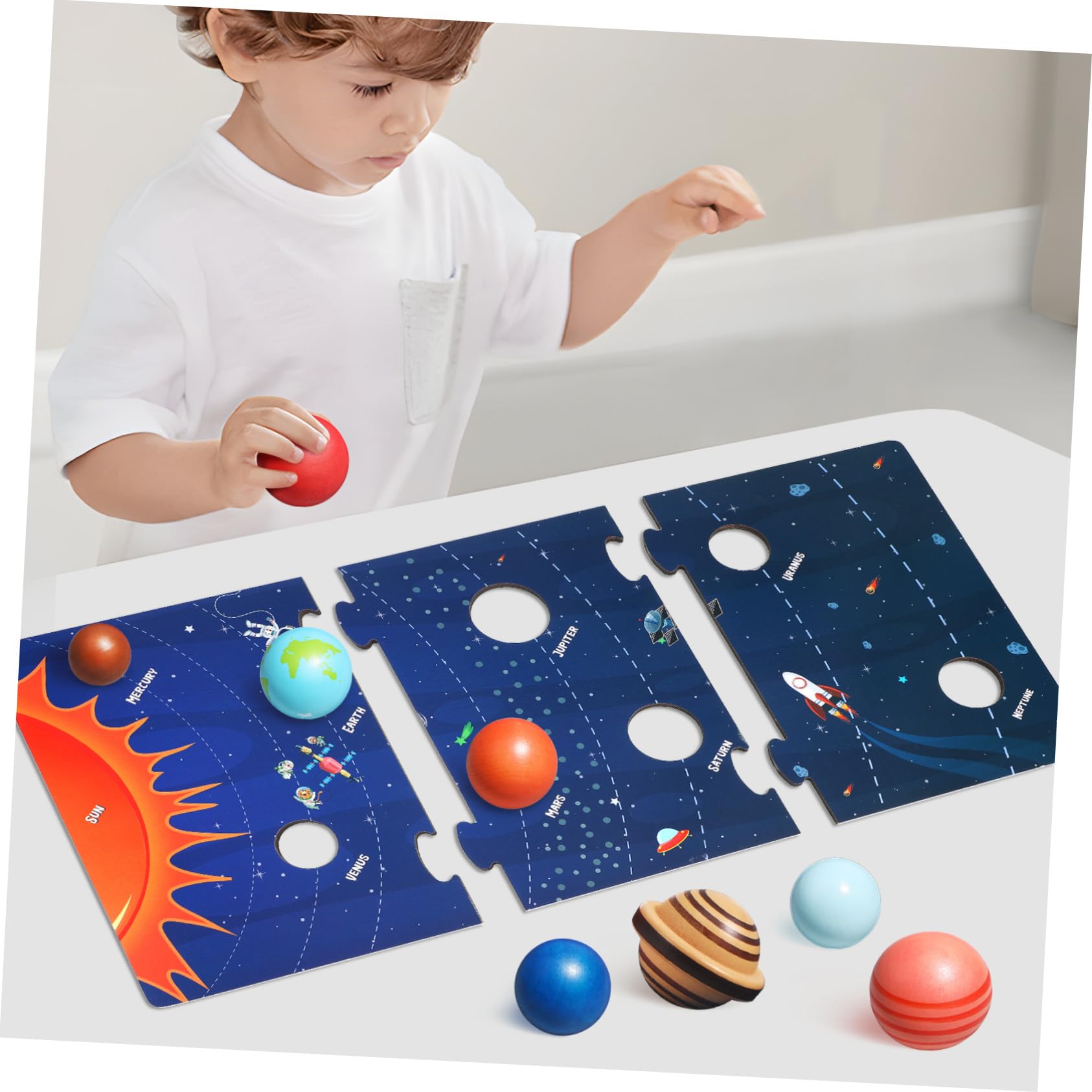 Puzzle Solare in Legno, 8 Pianeti, Gioco Educativo | Superficie Liscia, Lavorazione Accurata, Apprendimento Spaziale per Bambini