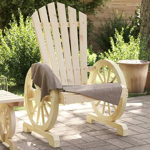 Garden Adirondack Chair Natural Wood Solid Fir Wood Standard,The Ultimate Classic Adirondack Chair for Comfort and Style in Gardens, Backyards &