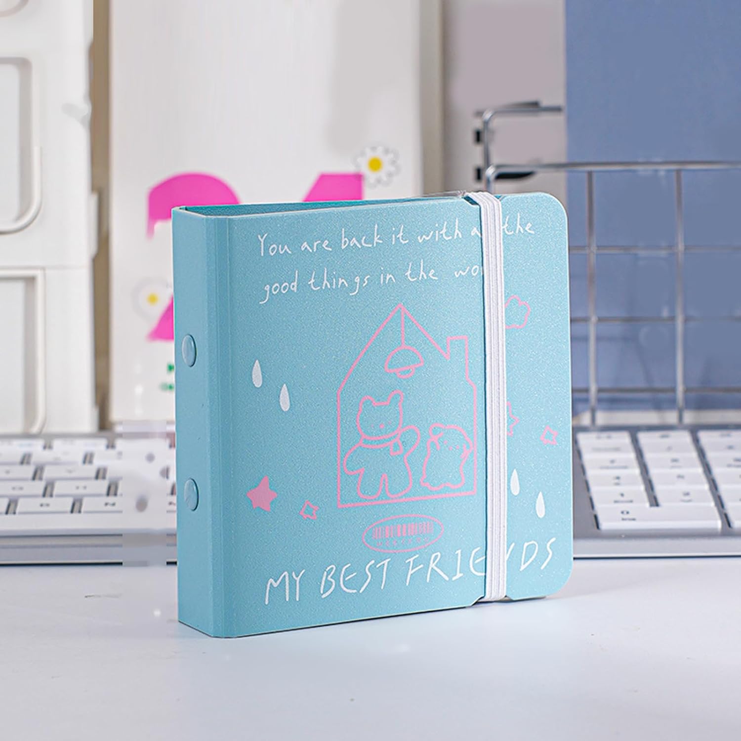 40 Pocket Photo Album with 3 Rings PP Binder Cover Photo Collection Book 3Inch Card Organiser Folder Elastic Closure Portable Card Organiser