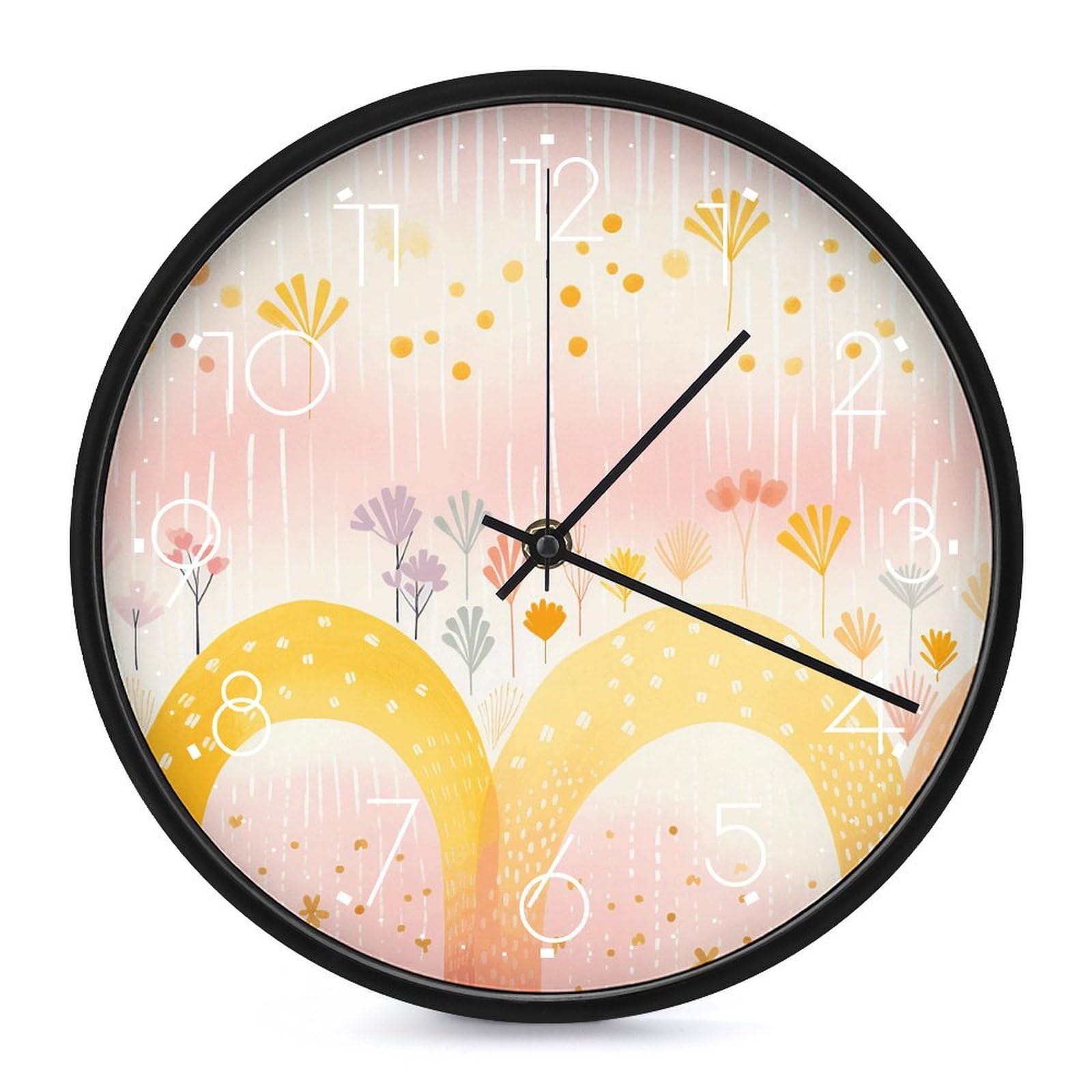 Adfgyerh White-Style Several Rainbows Clock，9.8 Inch Battery Operated Wall Clock Classic Simple, Decorative Wall Clock.analog Clock For Kitchen Office Bathroom Bedroom.