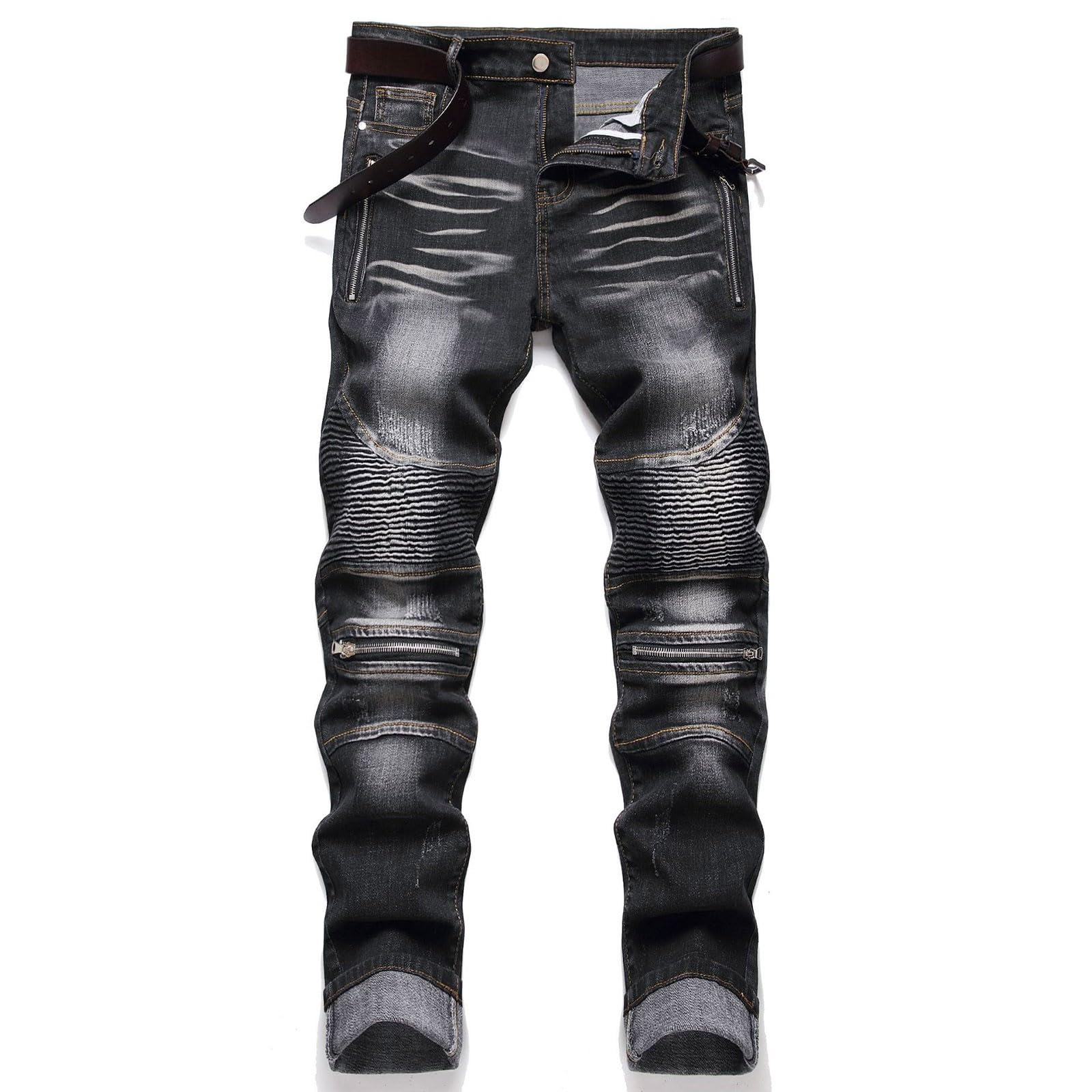 Jeans da Uomo Strappati, Pantaloni Jeans Uomo Strappati Leggeri Neri Pantaloni Jeans Strappati Slim Fit Regular Jean Skinny Elasticizzati Jeans Skinny Jeans da Uomo alla Moda per Tutte Le Occasioni