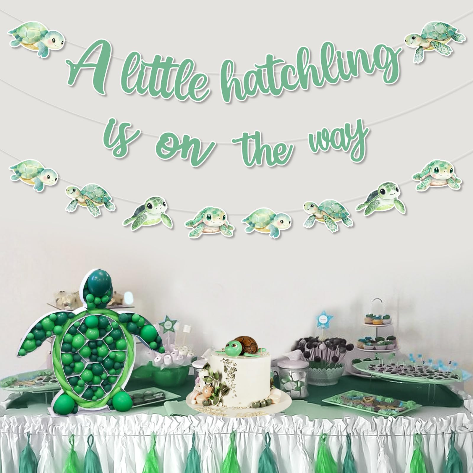 Jollyboom Sea Turtle Cupcake Toppers - 24pcs Under The Sea Baby Shower Decorations
