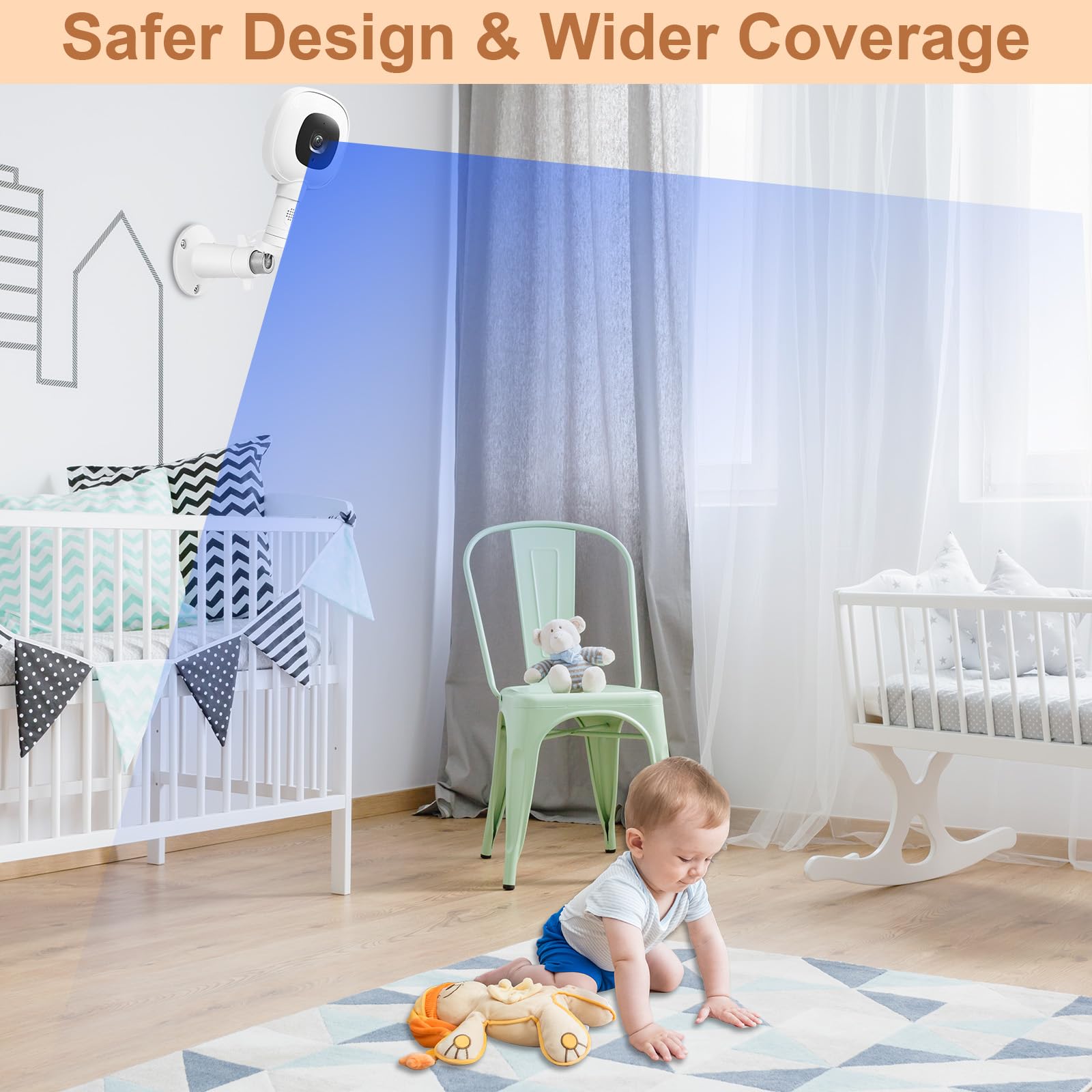 Regulowany uchwyt do niani Nanit Pro Smart Baby Monitor, w pełni zamknięta obudowa uchwyt ścienny z portem ładowania typu C i kablem zasilającym 2,5 m, łatwy w instalacji (kamera nie jest