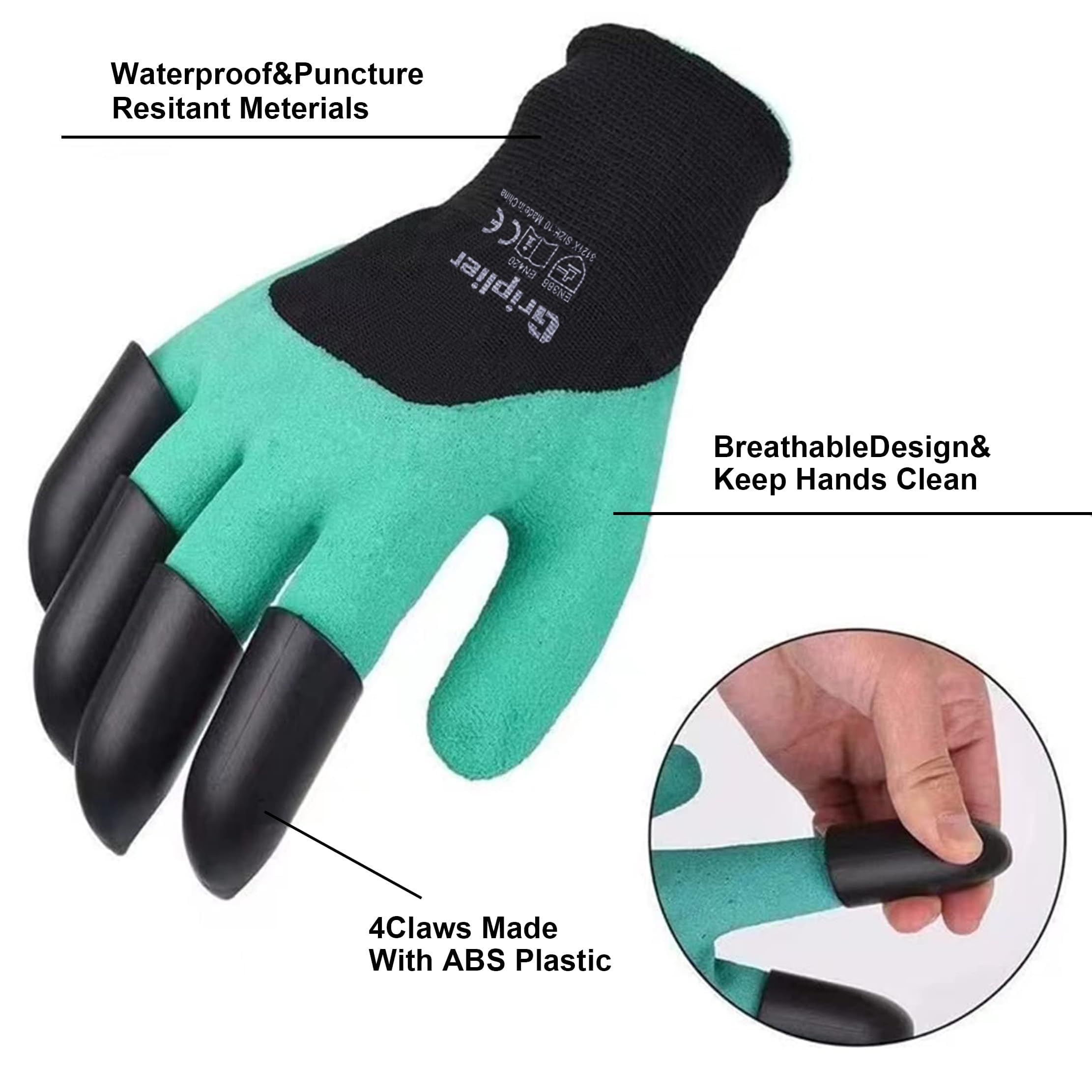 Garden Genie Handschuhe mit Krallen, wasserdichte Gartenhandschuhe zum Graben und Pflanzen, Gartengeschenke (48 Paar, 10-XL) bei Günstiger Preis