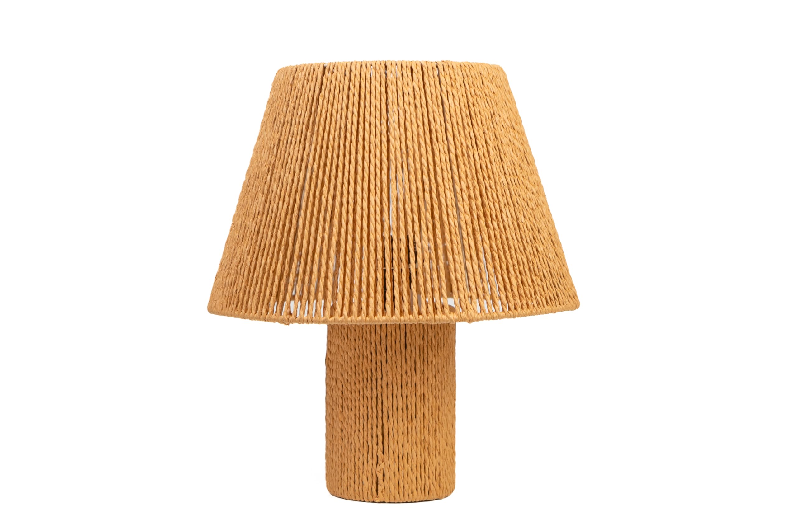 Lampe jaune avec abat-jour en corde de style naturel bohème