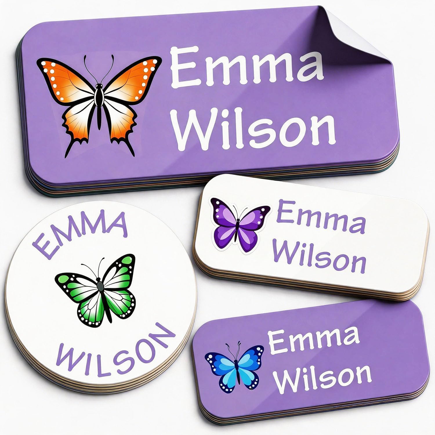 Custom Waterproof Name Labels - 135 Personalized Stickers for Clothing, Water Bottles, Lunch Boxes, and School Supplies. No-Iron, Ideal for Camp and Daycare. (Butterflies)