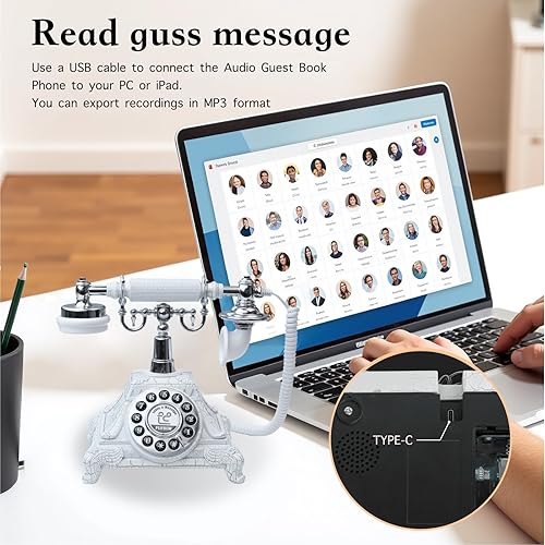 Miniatura 5 de Libro de invitados de audio, teléfono de boda, teléfono de audio, estilo vintage, mensaje de audio para graduación, fiesta de jubilación,