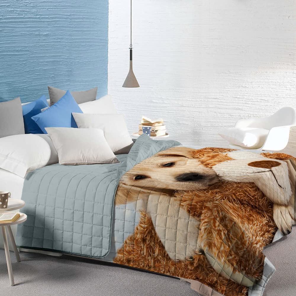 Copriletto Trapuntino Primavera/Estate - Microfibra Morbida, Stampa Digitale, Anallergico, Misure Multiple