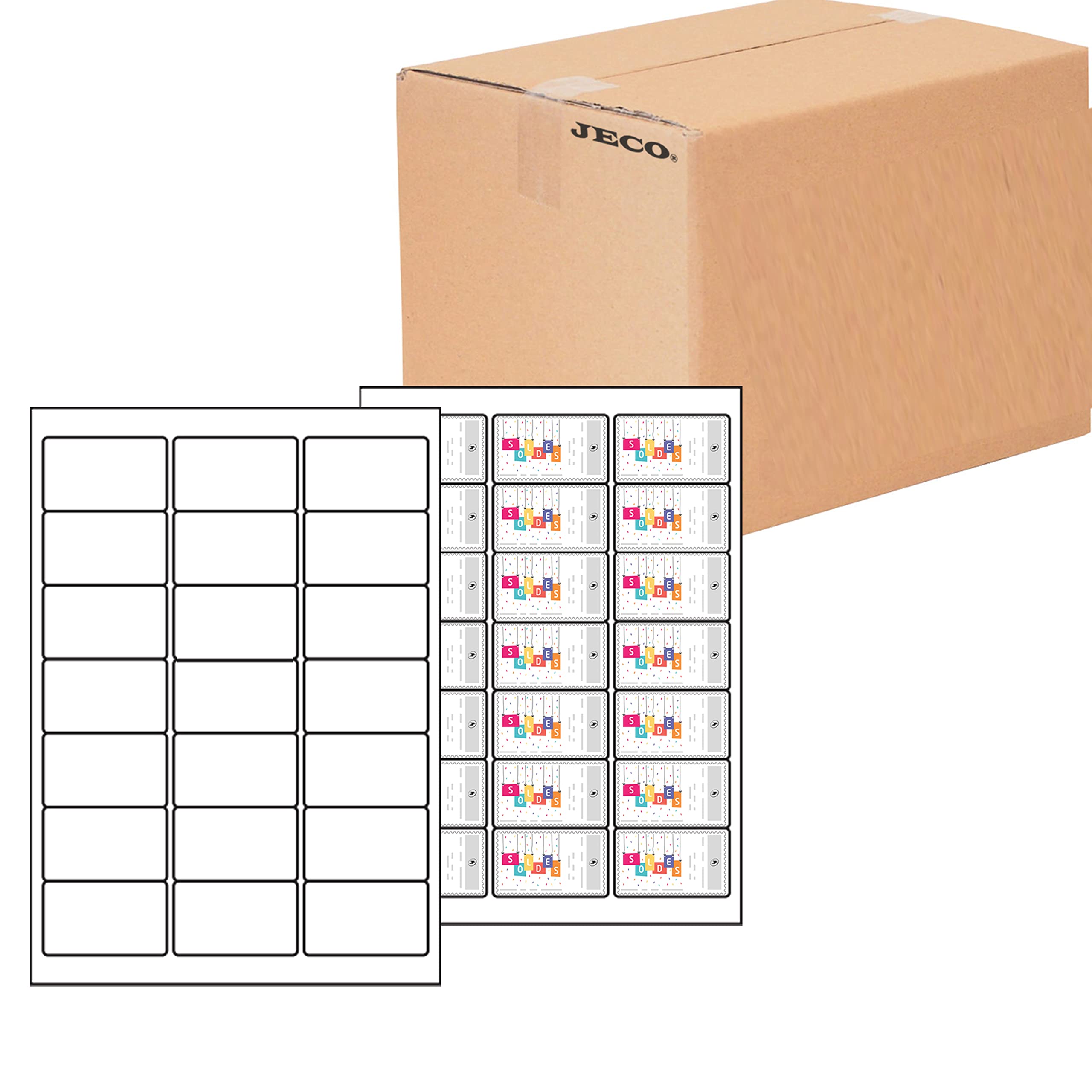 Jeco - Lot de 300 planches d'étiquettes autocollantes pour timbres 63,5 x 38,1 mm « Montimbreenligne » (L7160), soit 6300 étiquettespersonnalisables et imprimables