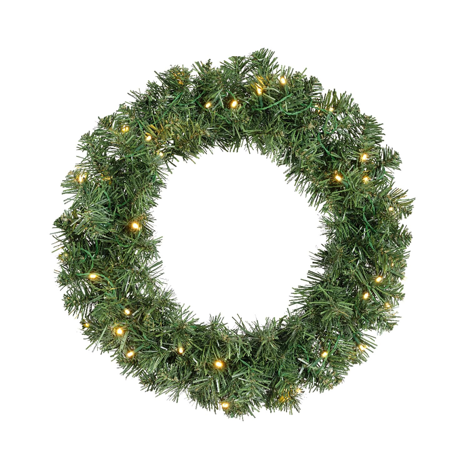 Kaemingk Red And Green Everlands Imperial Christmas Wreath Pre Lit 50Cm