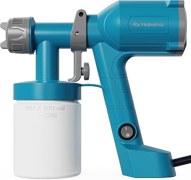 Tilswall HVLP Paint Sprayer, Ultra-Light Electric Spray Gun with 20 fl oz Detachable Cup, 2 Nozzles & 3 Patterns, Perfect for Furniture, Cabinets, Fence, Walls, Doors, Garden & DIY, Blue