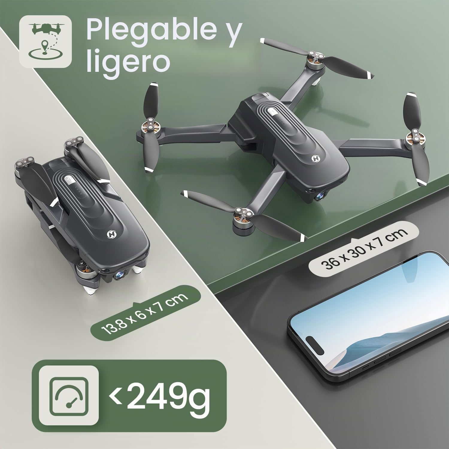 Holy Stone HS175D Drone con Cámara 4K para Adultos, Motor sin Escobillas, WIFI 5G y 2.4G, RC Quadcopter Plegable con GPS Auto Return, 46 Minutos de Vuelo, Fly Círculo, Altitude Hold, Modo sin Cabeza