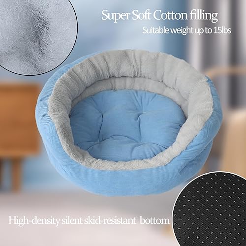Miniatura 5 de Cama redonda para perros pequeños, cama redonda para gatos de interior, camas acolchadas lavables para mascotas para dormir, cama para gatitos, cama